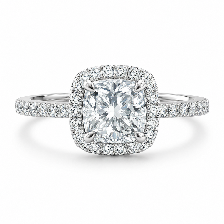 Bague de fiançailles auréole avec diamant