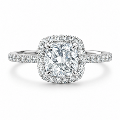 Bague de fiançailles auréole avec diamant