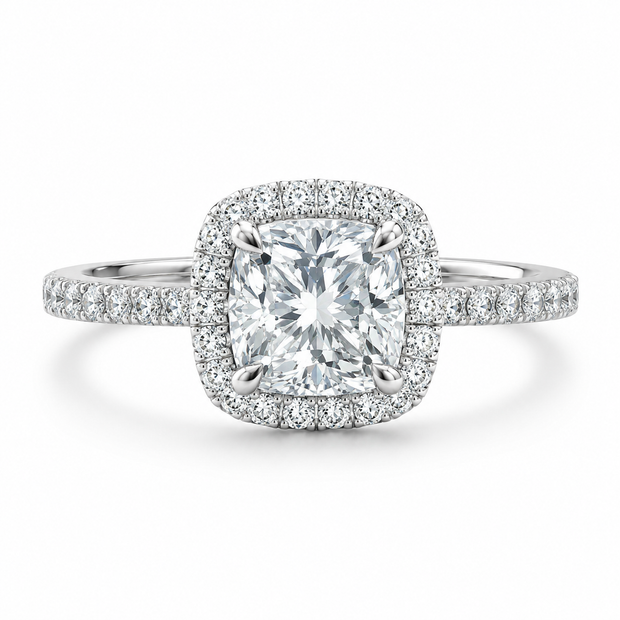 Bague de fiançailles auréole avec diamant