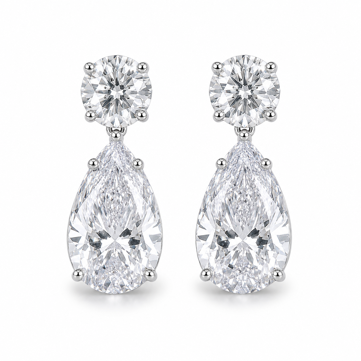 Pear Diamond Drop Earrings