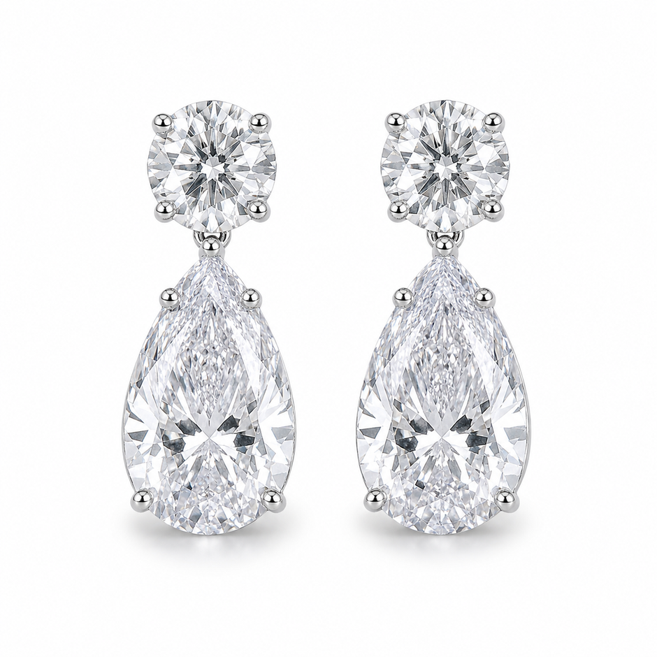 Pear Diamond Drop Earrings