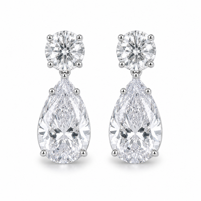 Boucles d'oreilles pendantes diamant poire
