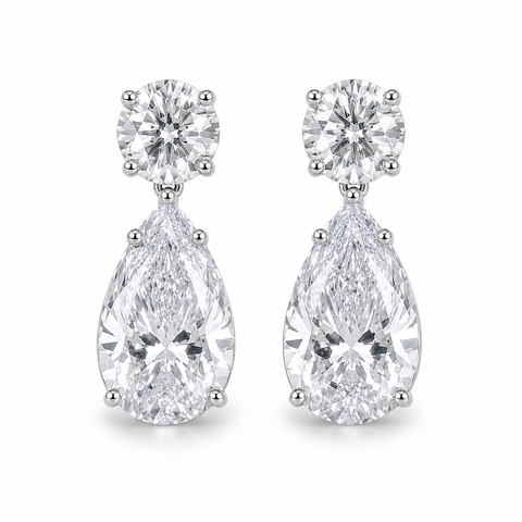 Boucles d'oreilles pendantes diamant poire